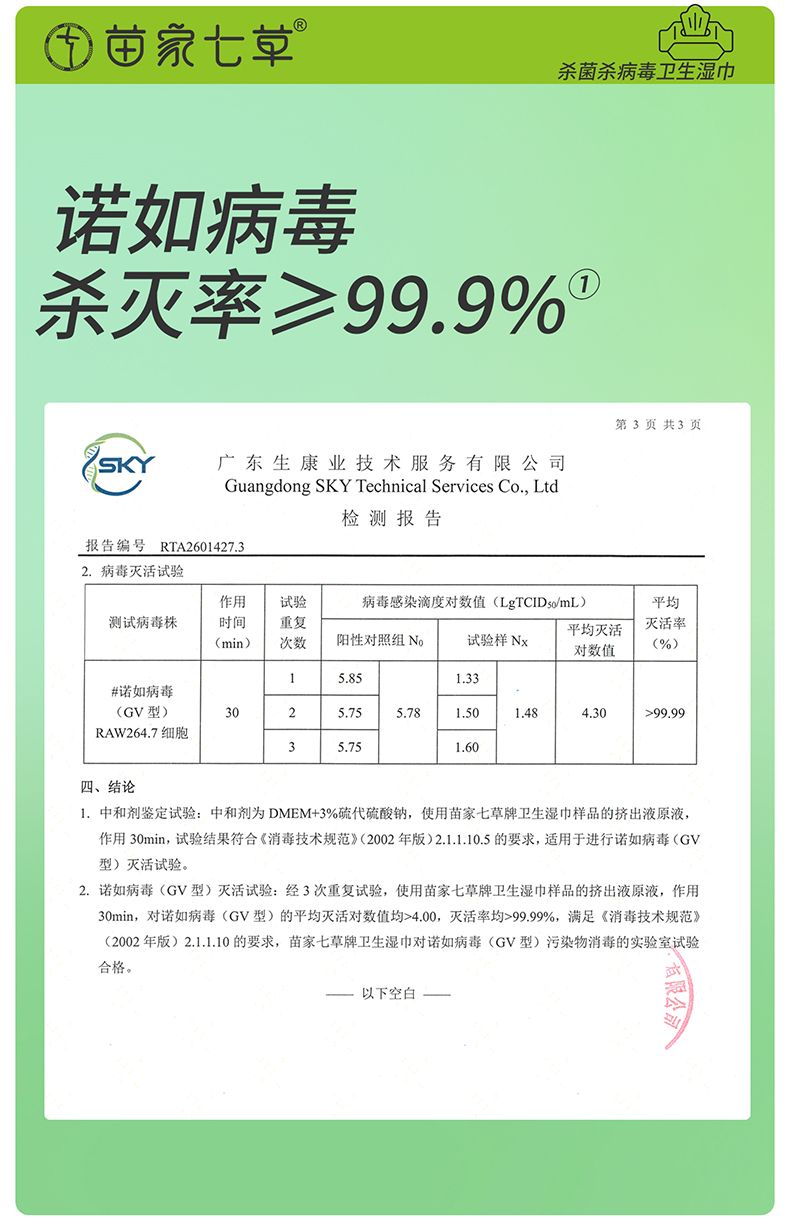【苗七】消字号卫生湿巾(手病毒)1片/包*30包/盒 货号GM174