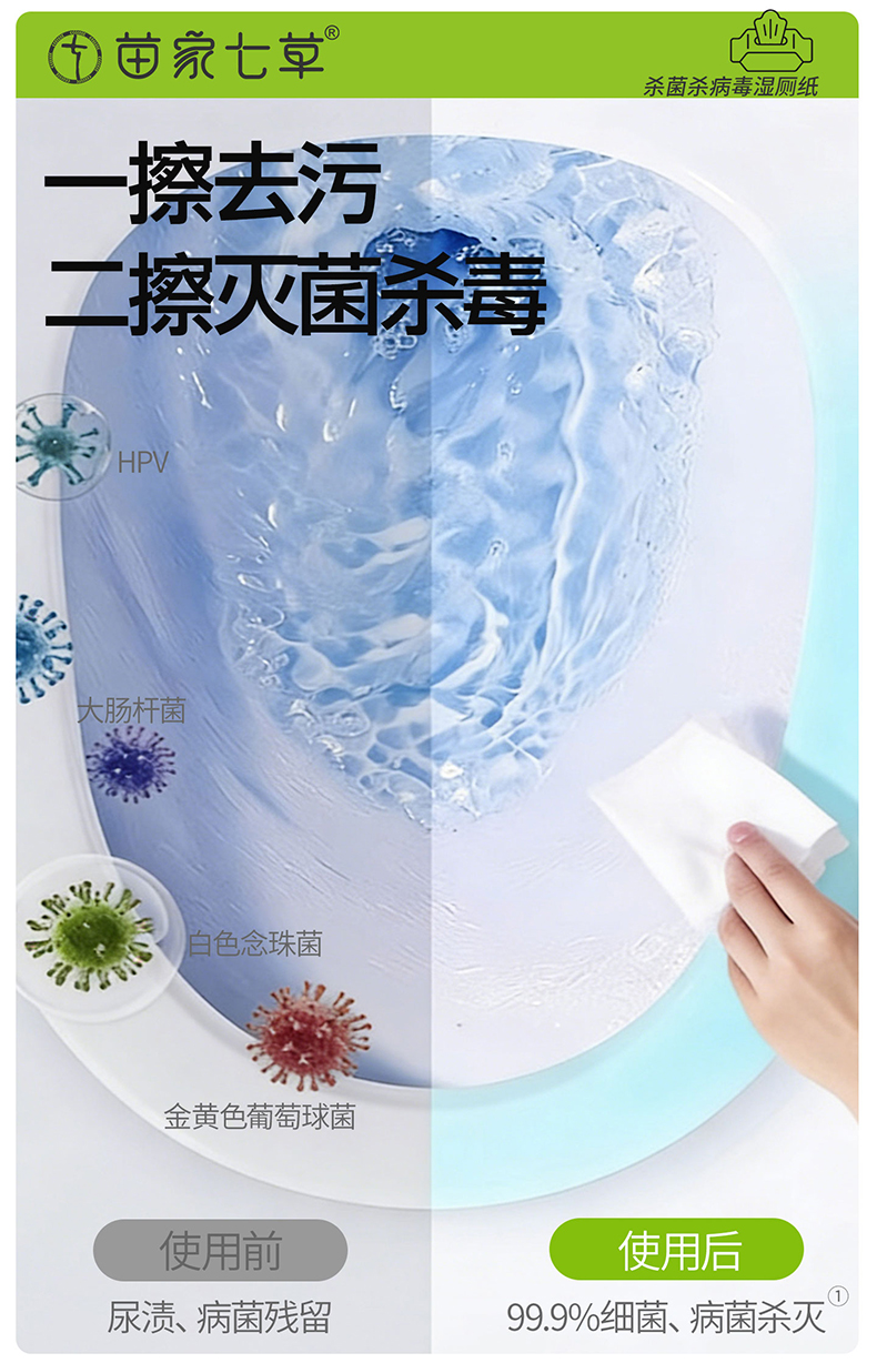 【苗七】消字号卫生湿巾(便携式湿厕纸)迷你7片/包*8包  货号GM155