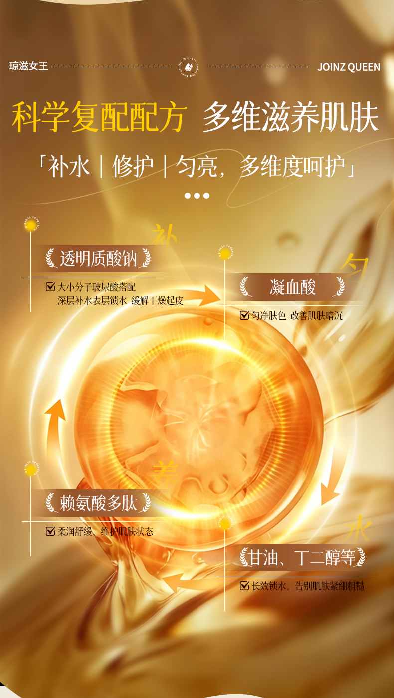 【琼滋女王】三型胶原蛋白抗皱水光液3ml*6/盒
